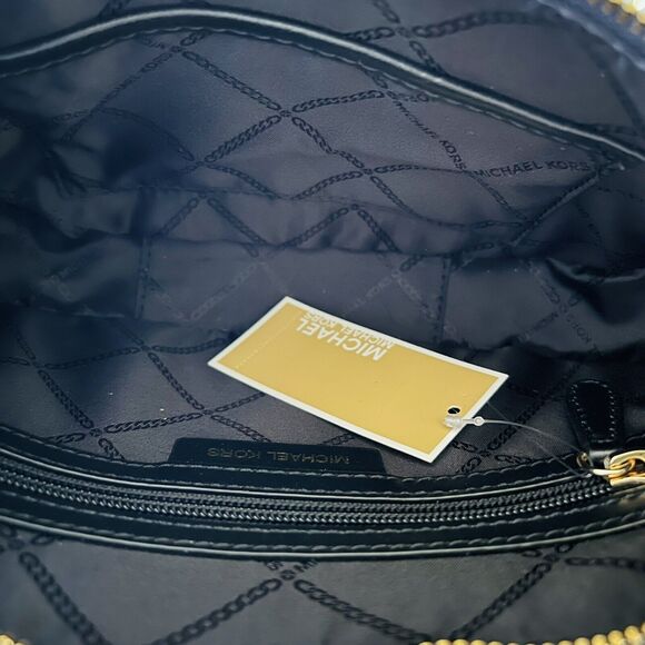 MICHAEL KORS Camden Solid Black Leather Small Messenger Crossbody Bag - Picture 8 of 9
